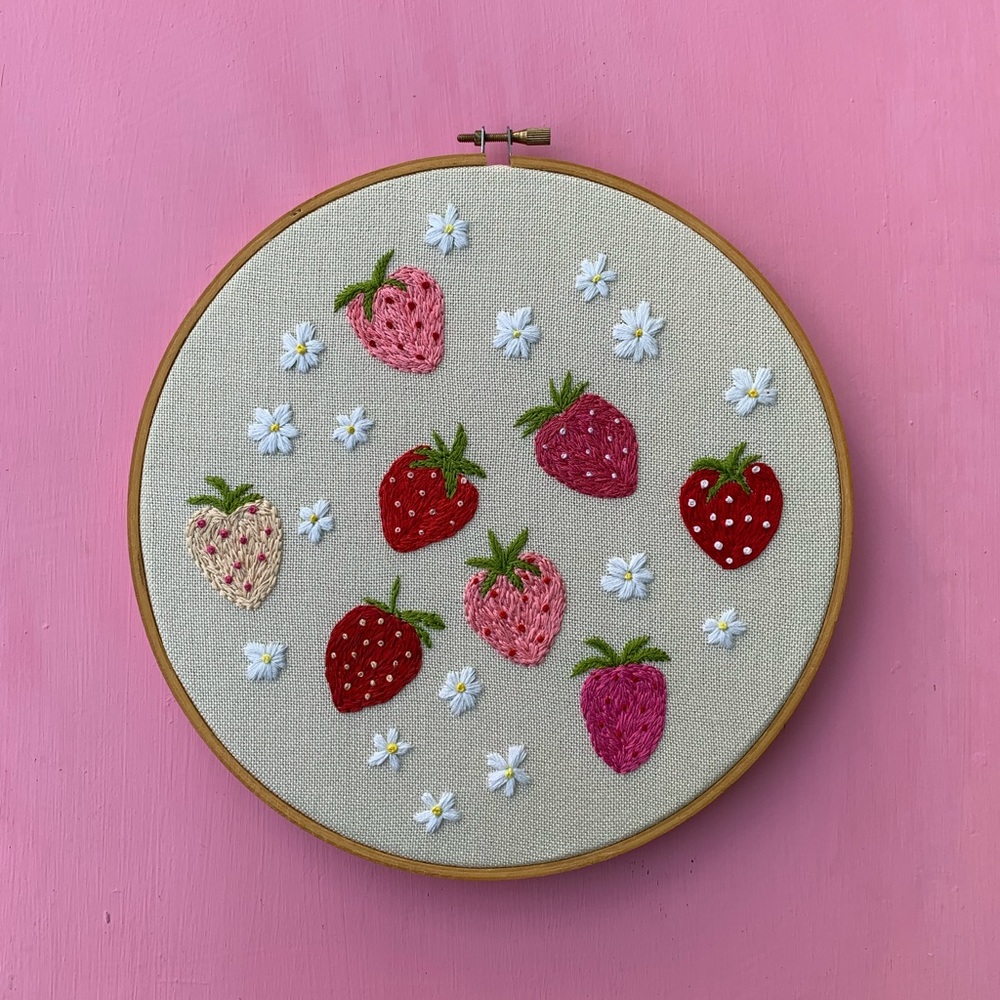 SOLD on Etsy. 🍓🍓strawberry embroidery